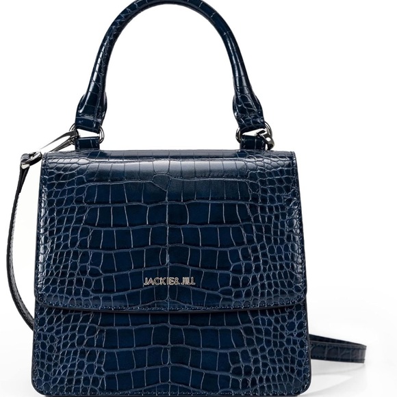 Blue Crocodile Leather Pattern crossbody bag handbag - Picture 3 of 6